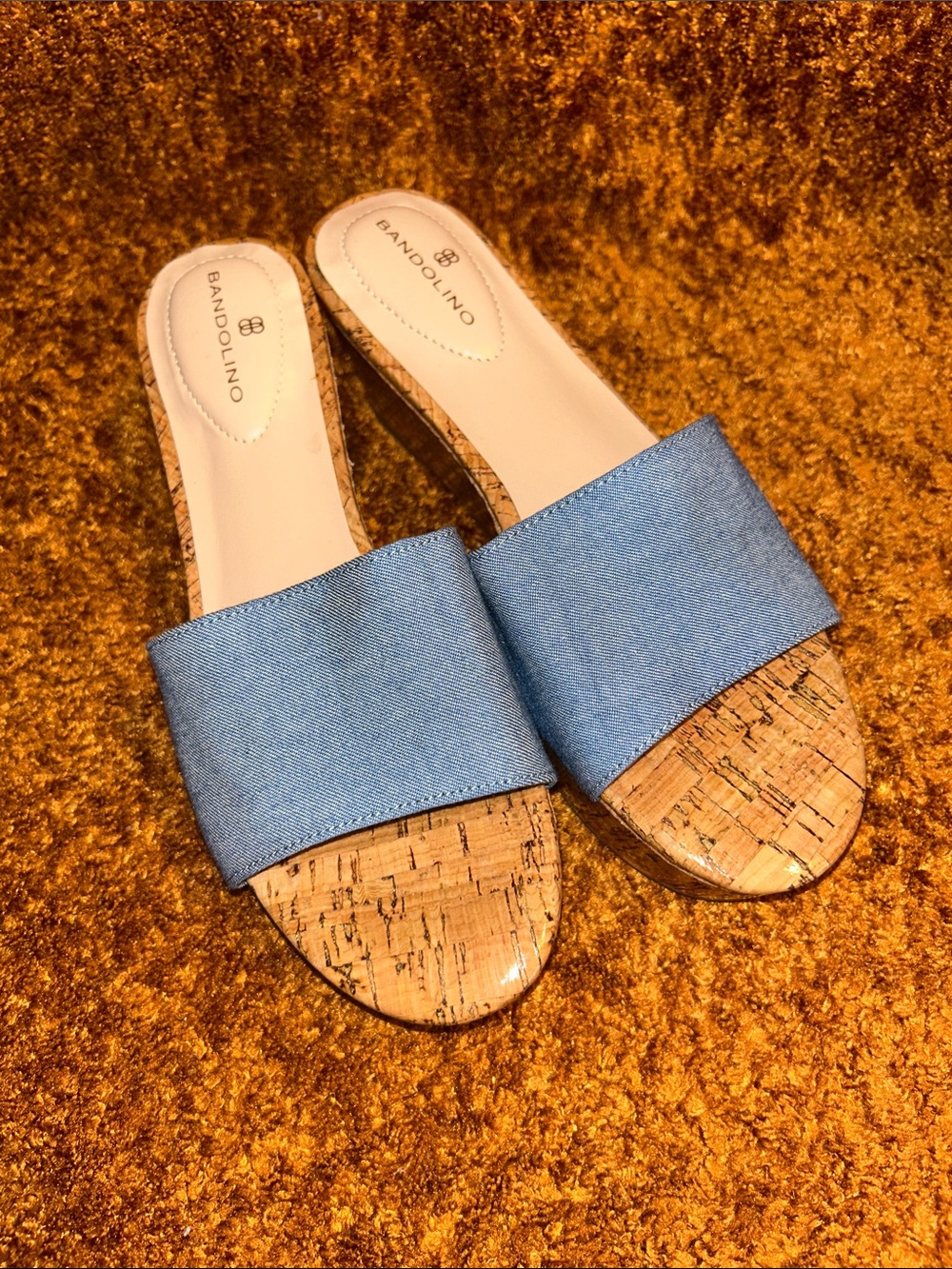 Bandolino Light Blue Cork Slide Mules